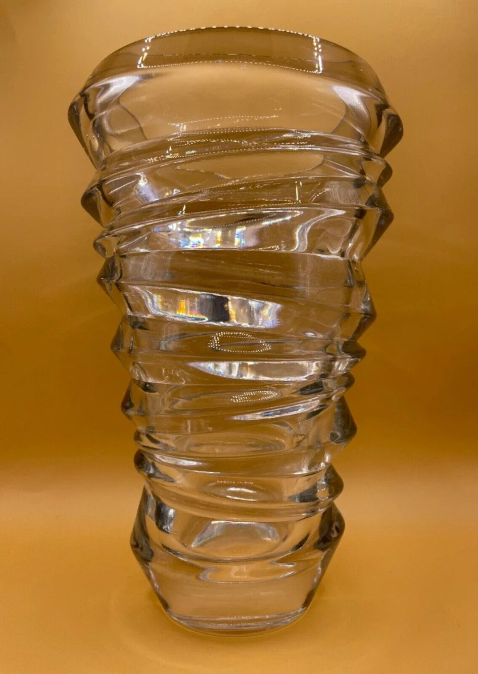 Vintage Nachtmann Heavy Crystal Glass Vase Abstract Riedel Germany